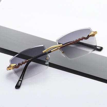 New Snake Shaped Metal Cut Edge Sunglasses For Women