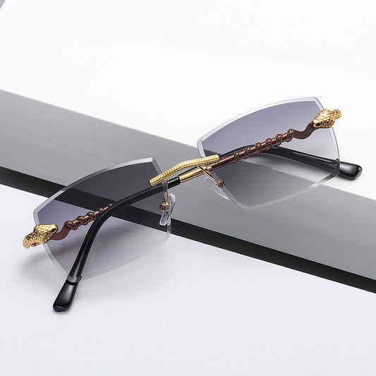 New Snake Shaped Metal Cut Edge Sunglasses For Women