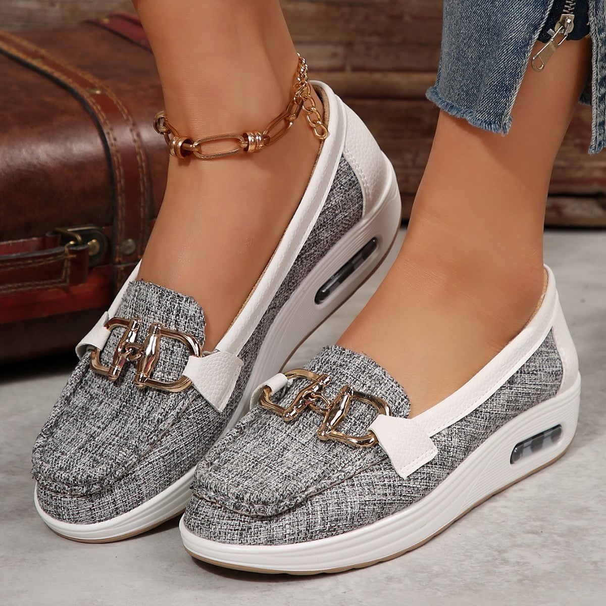 Fly-kit Mesh Metal Casual Pumps Lightweight Women