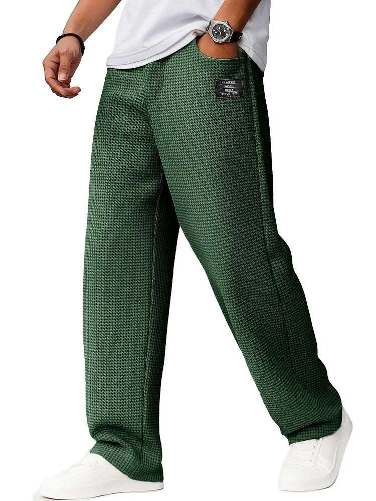 Men's Waffle Straight-Leg Trousers Autumn And Winter Leisure Waffle Fashion | Ectron Online