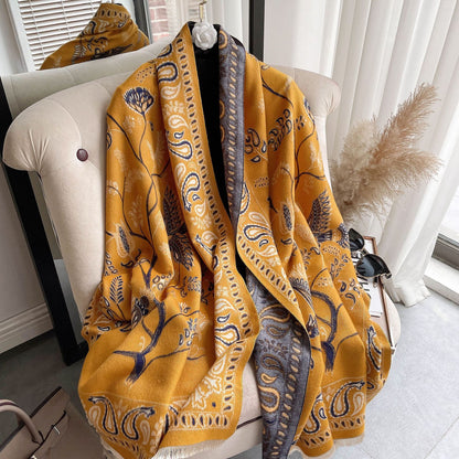 Women's Cashmere-like Warm Scarf | Office Blanket Tassel Shawl Women's Neck Warmer Office Blanket Cashm | Ectron Online