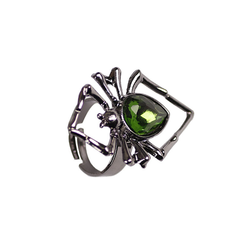 Retro Fashion Animal Ring Creative Black Spider Inlaid Rhinestone