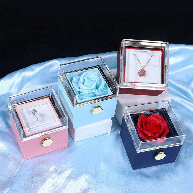 Creative Rotating Rose Jewelry Gift Box