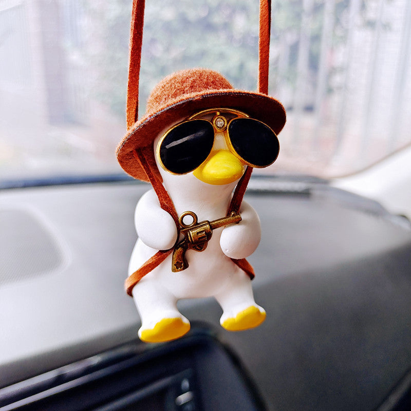 Pistol Cowboy Duck Car Rearview Mirror Pendant - Cool Anime Decoration Pistol Cowboy Duck Car Rearview Mirror P | Ectron Online