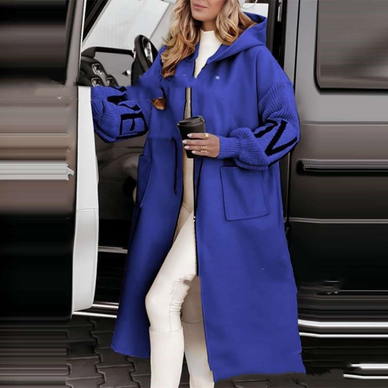 Women's Casual Long Hooded Splicing Coat