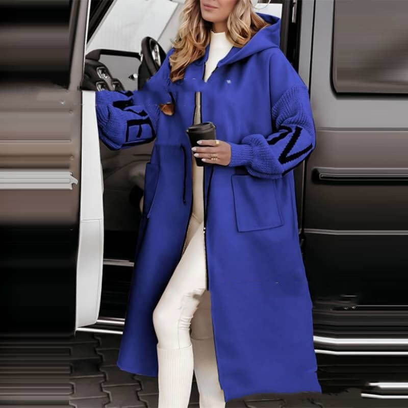 Women's Casual Long Hooded Splicing Coat European And American Fashion Women's We | Ectron Online