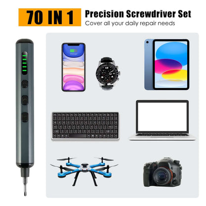 70-in-1 Mini Electric Screwdriver Kit - Rechargeable Repair Tool