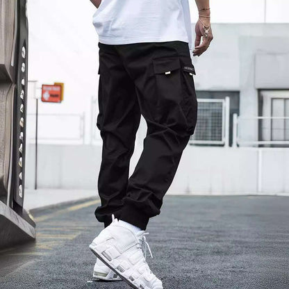 Multi-pocket Cargo Pants Men's Casual Hip-Hop Drawstring Trousers Outdoor Streetwear Sports Pant