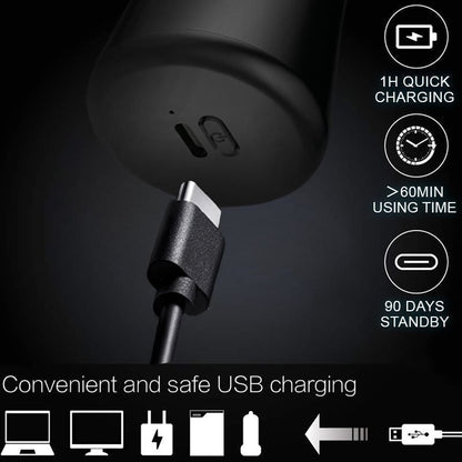 USB charging cable and adapter with charging time and standby duration information on a dark background.