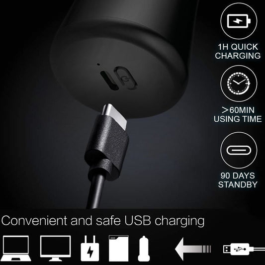 USB charging cable and adapter with charging time and standby duration information on a dark background.