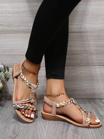 Women’s Open Toe Sandals – Color Block Fabric Design Women's Open Toe Sandals Made Of Color B | Ectron Online