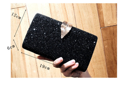 Evening Bag Ladies Clutch Super Shiny  Hardware Leaf Lock