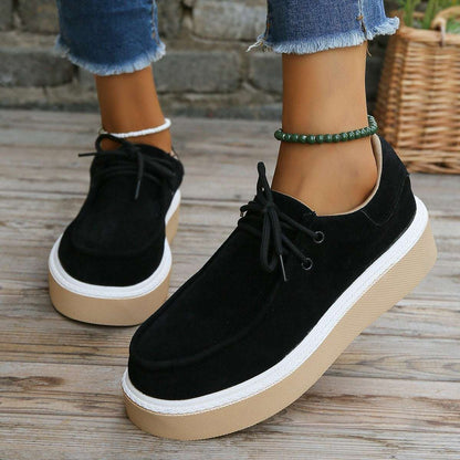 Women's Fashionable Retro Round Toe Lace-up Platform Board Shoes Women's Fashionable Retro Round Toe Lace | Ectron Online