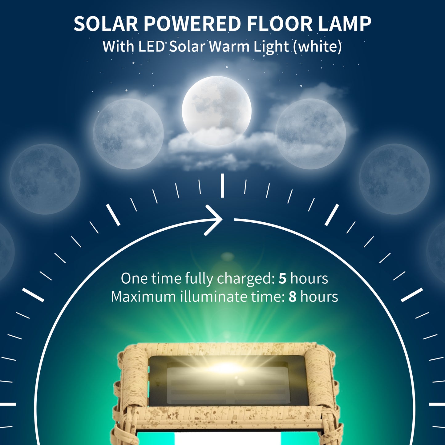 Solar Rattan Floor Lamp | Outdoor Garden Lantern & Pathway Light