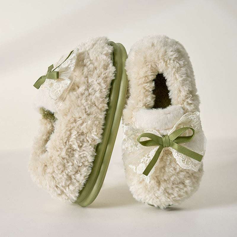 Women’s Autumn & Winter Cotton Slippers – Non-slip Bow Design Cotton Slippers Women's Autumn And Winte | Ectron Online