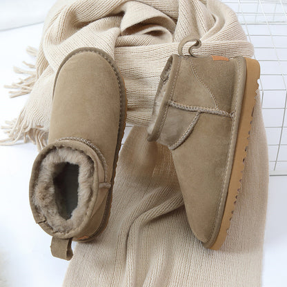 Super Short Snow Boots Sheepskin Leather Leather Bread Shoes Short Boots