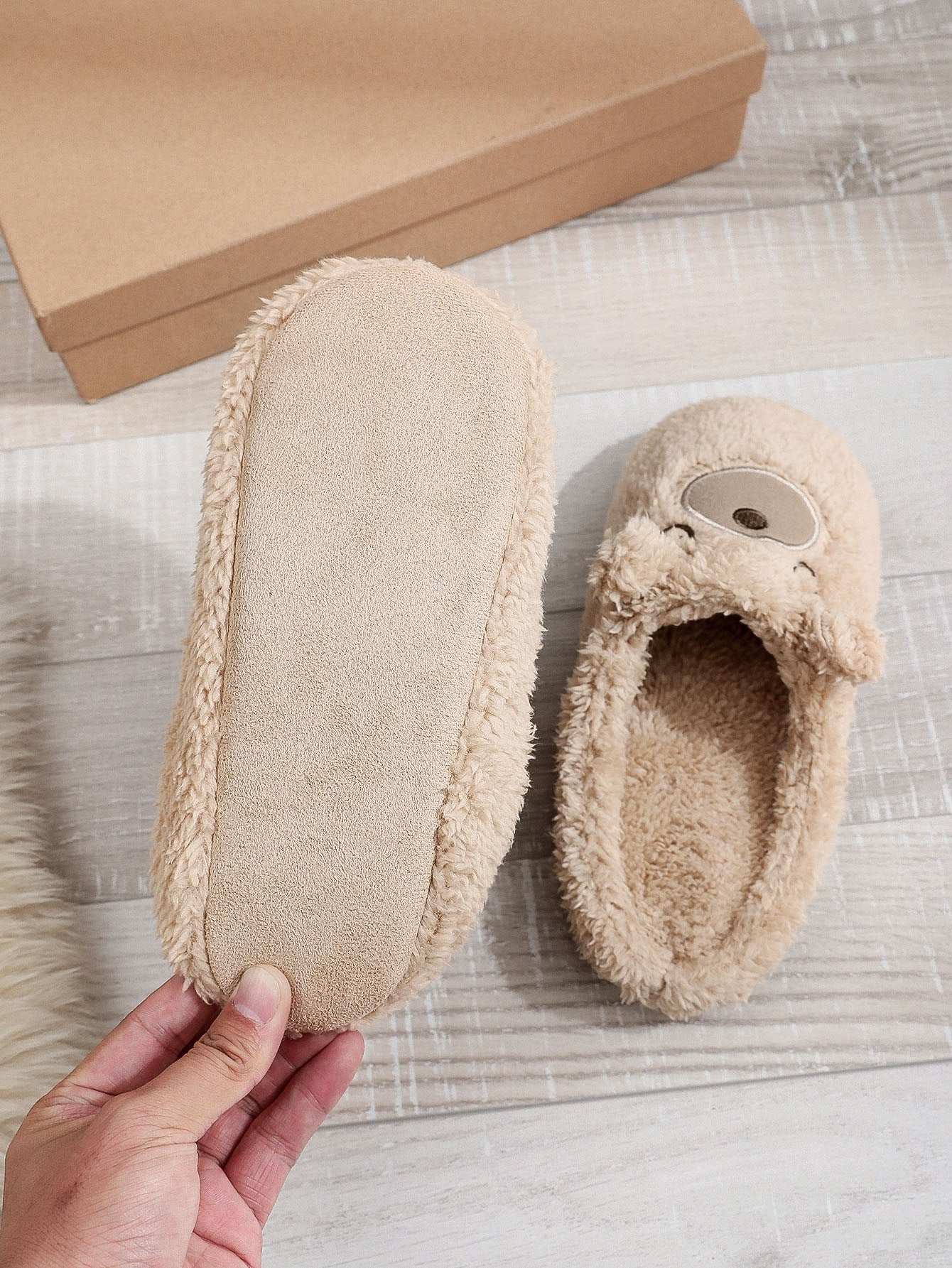 Cute Round Toe Brown Toe Ring In Stock Couple Soft Bottom Flat Heel Medium Mouth Suede Cotton Slippers Cute Round Toe Brown Toe Ring In Stock C | Ectron Online