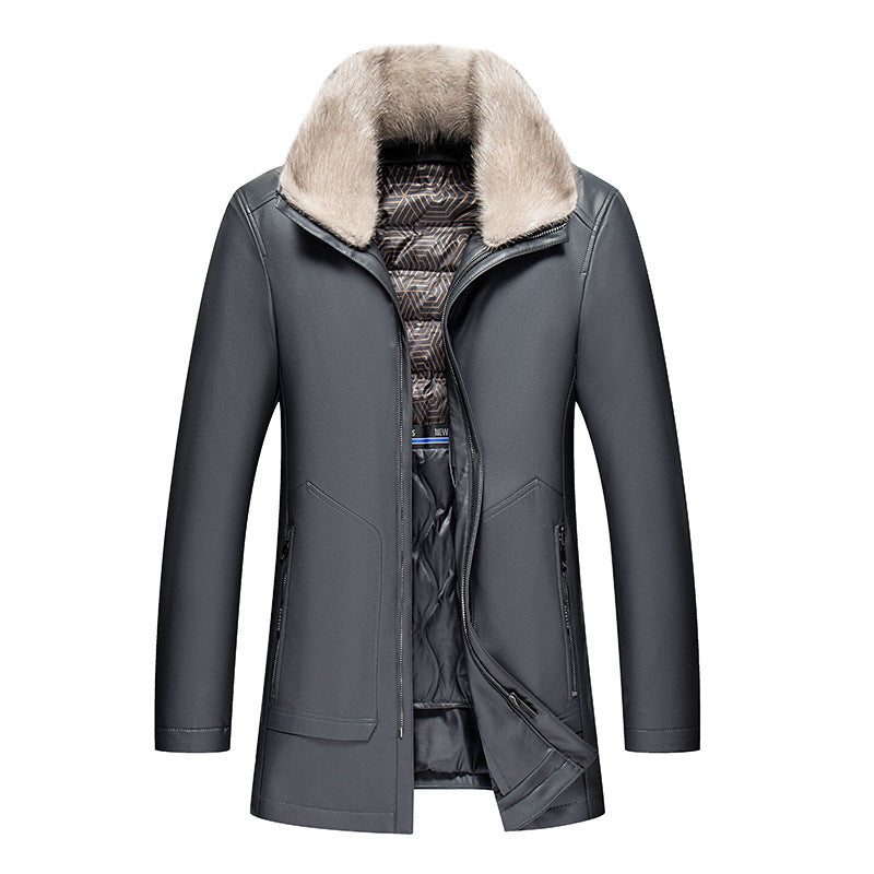 Men's Premium Sheepskin Leather Down Jacket Haining Genuine Leather Clothes Men's Mi | Ectron Online
