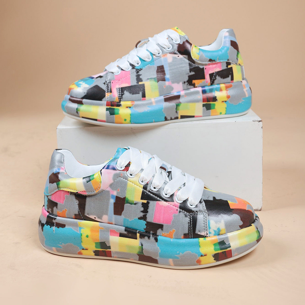 Women’s Hand-Painted Platform Shoes – Casual & Artistic Style Hand-painted Shoes Women's Platform Casu | Ectron Online