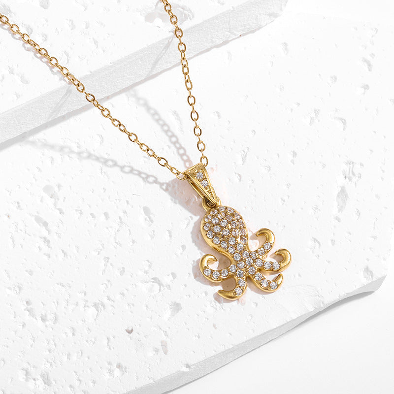 Strong Color Retention 18K Gold Ocean Series Pendant Gold Necklace
