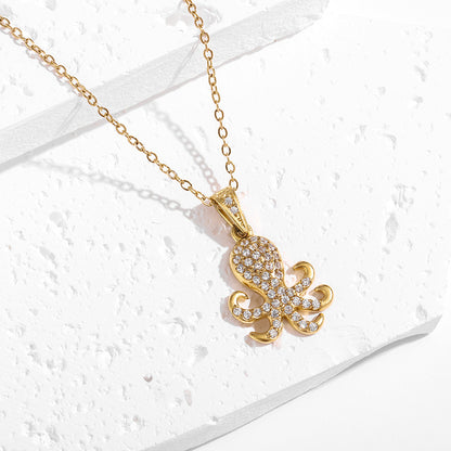 Strong Color Retention 18K Gold Ocean Series Pendant Gold Necklace