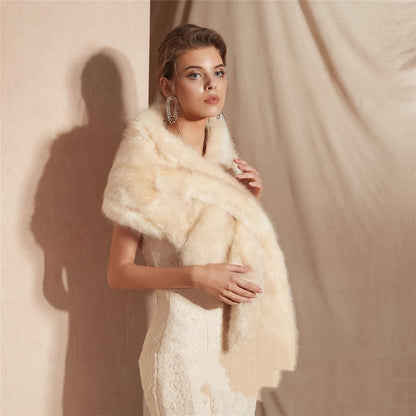 Winter Faux Fox Fur Bridal Fur Shawl
