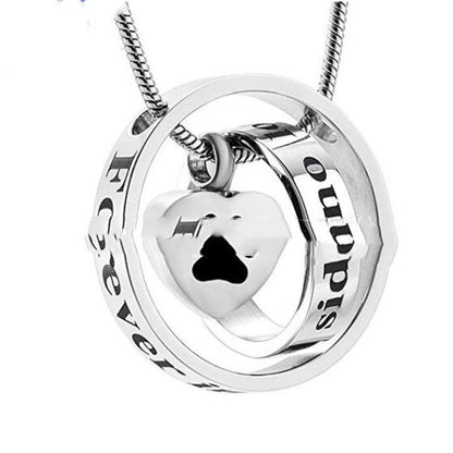 Pet Bone Hair Round Heart-shaped Footprints Cinerary Casket Necklace