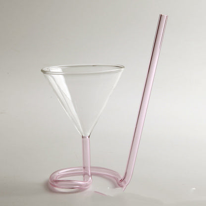 Spiral Cocktail Glass Revolving Martini Creative Long Tail Cocktail Straw Wine Glass For Bar Party Supply Barware