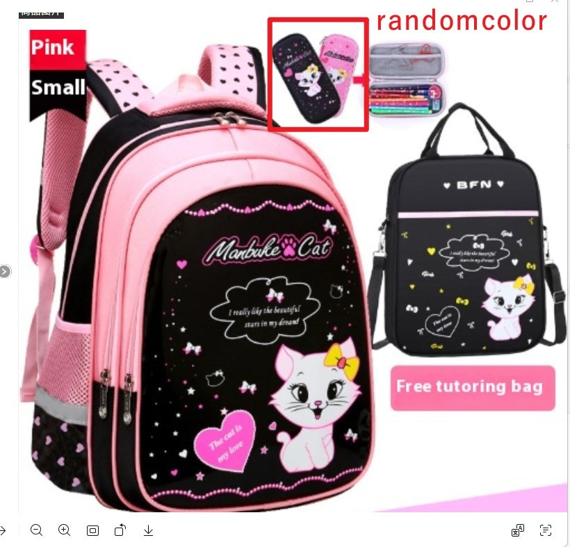 Cute Cat Print Kids Backpack – Durable & Spacious School Bag Kids School Cute Cat Print Backpack | Ectron Online