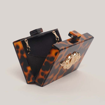 Leopard Print Acrylic Clutch Bag