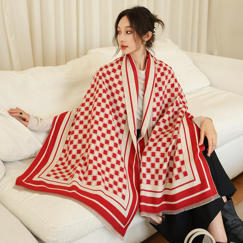 Women's Versatile Thickened Warm Cashmere Scarf Female Versatile Fashion Thickened Warm Cashmere Scarf | Ectron Online