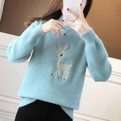 Women's Imitation Mink Mock Neck Sweater | Soft Thickened Knit Top Imitation Mink Mock Neck Sweater Women's | Ectron Online