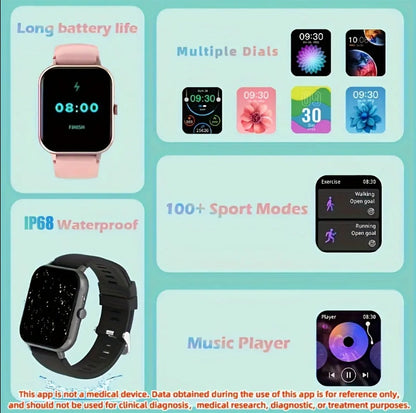 ZL54CJ Square Smartwatch - Bluetooth Call & Heart Rate Fitness Tracker ZL54CJ Square Smartwatch Women BT Call H | Ectron Online