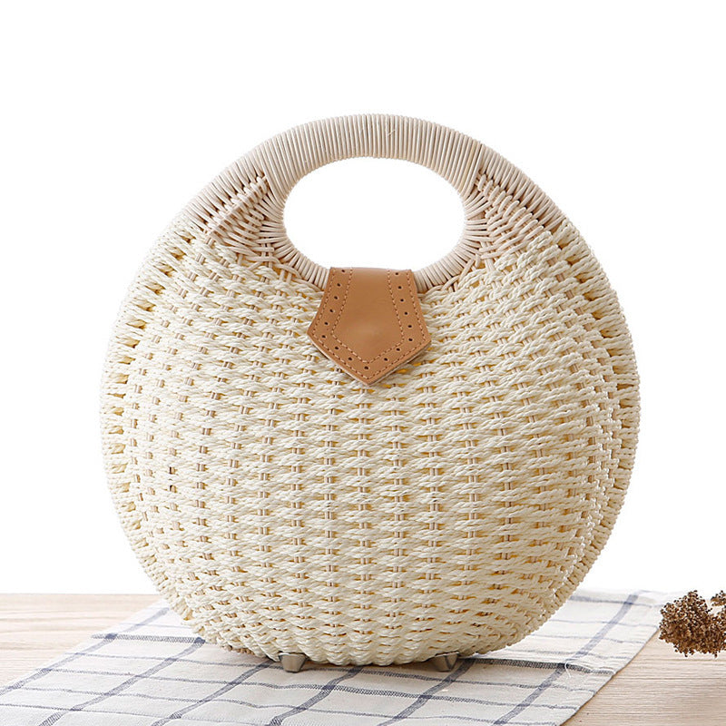 Round Rattan Handbag – Elegant Woven Straw Bag for Women Rattan handbag | Ectron Online