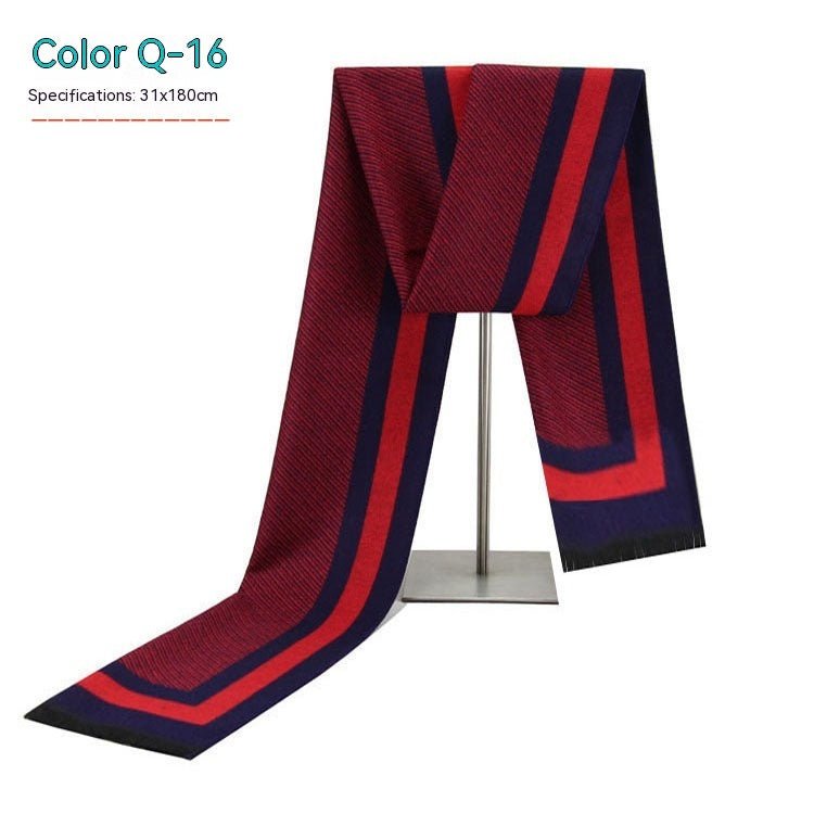 Men's Striped Winter Scarf Men's Striped Winter Warm Artificial Cas | Ectron Online