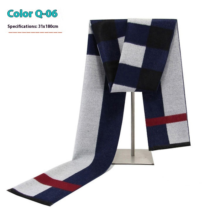 New Men's Cashmere-Like Striped Scarf