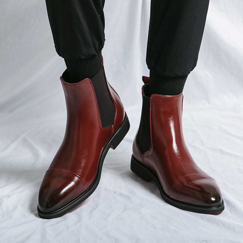 British Fashion High-Top Men’s Chelsea Leather Boots British Fashion High Top Casual Leather | Ectron Online