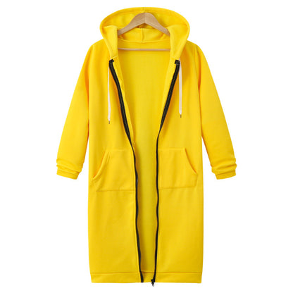 Hooded Long Sleeve Sweater Fleece Long Jacket