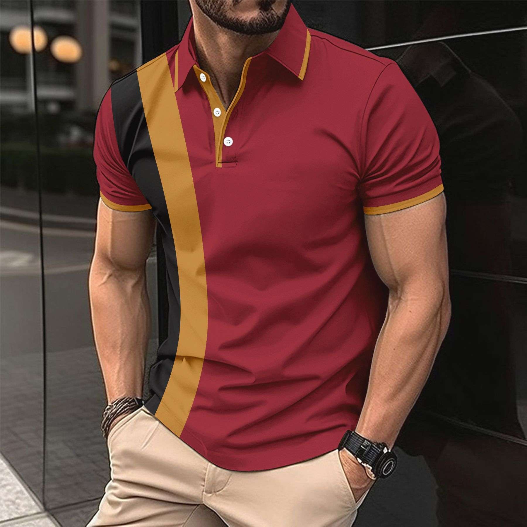 Men’s Colorblock T-Shirt – Business Casual All-Match Style Business Colorblock All-matching T-shirt | Ectron Online