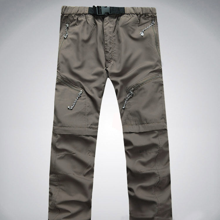Men's quick-drying overalls, khaki cargo pants with chain zip pulls