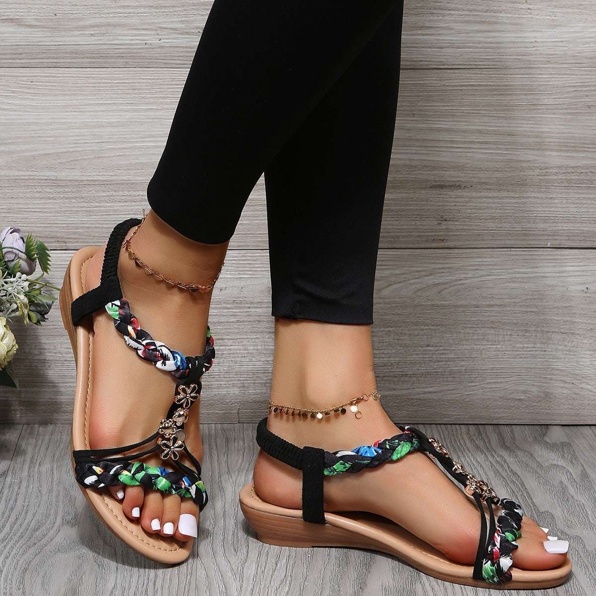 Women’s Open Toe Sandals – Color Block Fabric Design Women's Open Toe Sandals Made Of Color B | Ectron Online