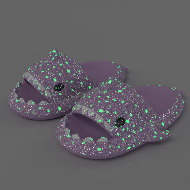 Shark Slippers With Starry Night Light Design Bathroom Slippers Couple House Shoes For Women Shark Slippers With Starry Night Light D | Ectron Online