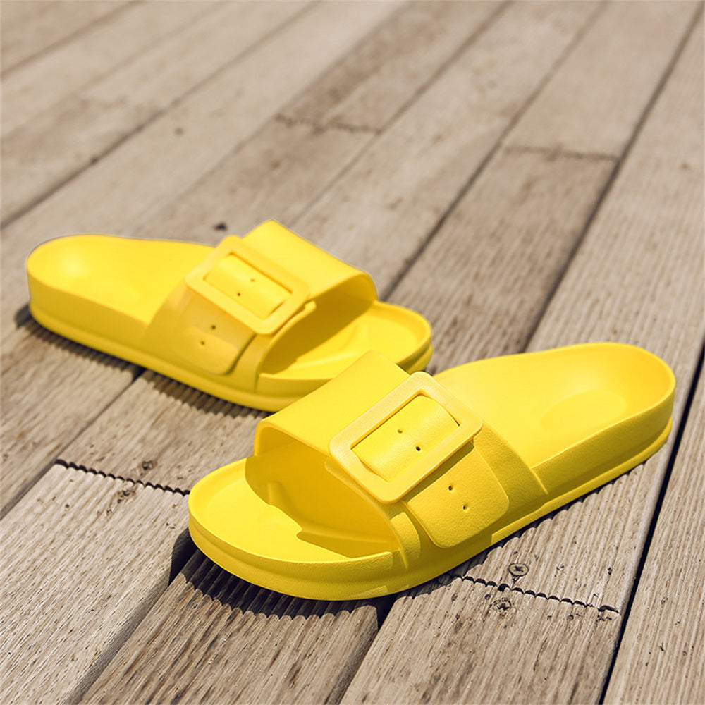 Solid Buckle Home Slippers Summer Non-slip Floor Bathroom Slipper Women Garden House Shoes Solid Buckle Home Slippers Summer Non-sl | Ectron Online