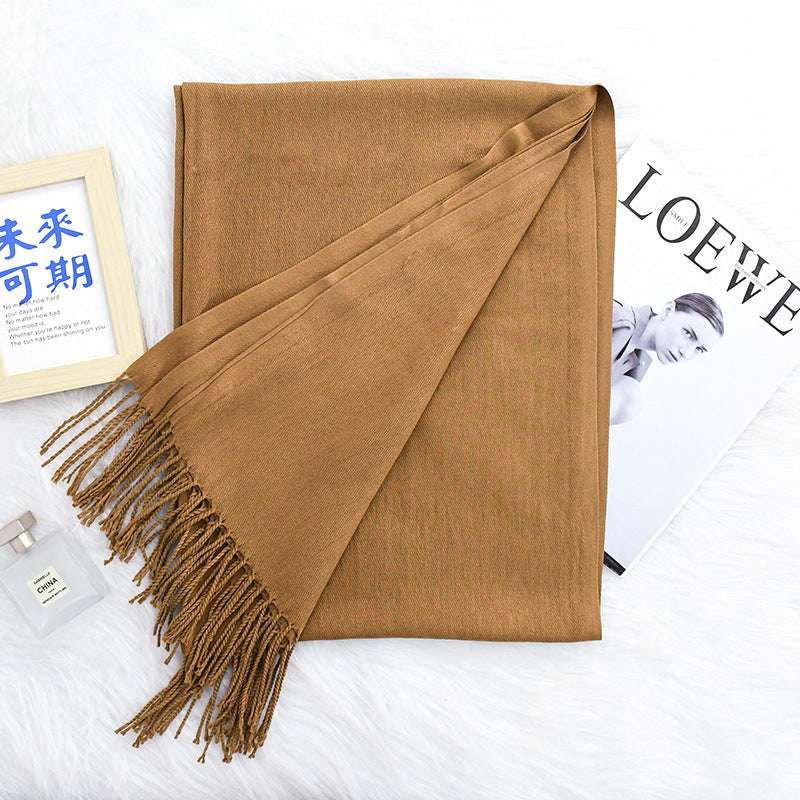 Luxurious Warm Tassel Scarf - Cashmere-Feel Meeting Accessory Annual Meeting Warm Cashmere Tassel Scar | Ectron Online