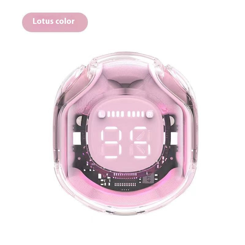 Lotus color transparent Bluetooth headset with oval digital display window