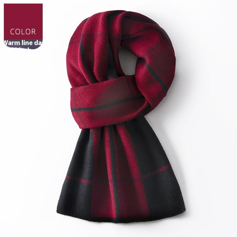 Men's Winter Plaid Wool Scarf Wool Scarf Men's Winter Plaid Double-sid | Ectron Online