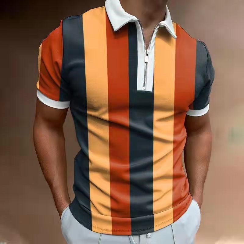 Men’s Striped Printed Polo Shirt – Short Sleeve Lapel Tee Men's POLO Shirt Striped Printed Short S | Ectron Online