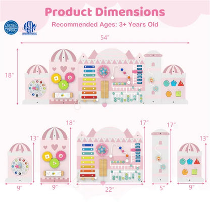 11-in-1 Montessori Wall Busy Board 11-in-1 Montessori Wall Busy Board (Pink | Ectron Online