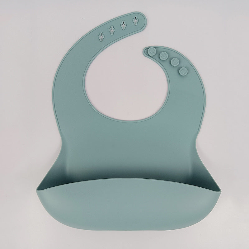 {{ brand }} Elegant Silicone Baby Bib – Waterproof, Soft & Easy to Clean Gray Blue - New Children Eating Silicone Bib