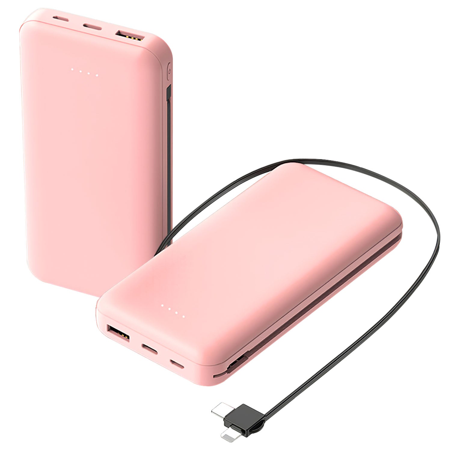 10000mAh Portable Power Bank with Built-in USB-C & Lightning Cables